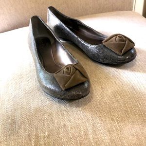 Sofft brand flats -size 7.5, gray/silver snakeskin, suede roses. Barely worn.